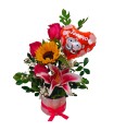 box con rosas y girasol