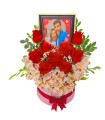 Box con rosas y Cuadro de foto personalizado