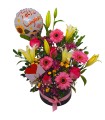 Box con lirios, gerberas y rosas