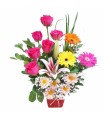 Arreglo de rosas y gerberas