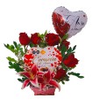 Canasta de flores y chocolates