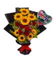Arreglo rosas y girasoles