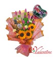 Arreglo con tulipanes y girasoles