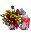 Canasta de flores y chocolates
